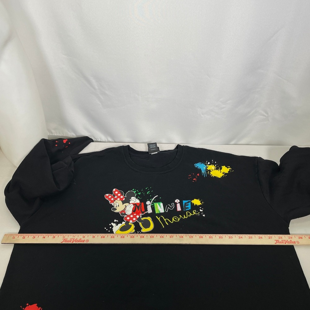 Disney Minnie Mouse Paint Splatter Embroidered Black Sweatshirt Women's 3X - Picture 10 of 11